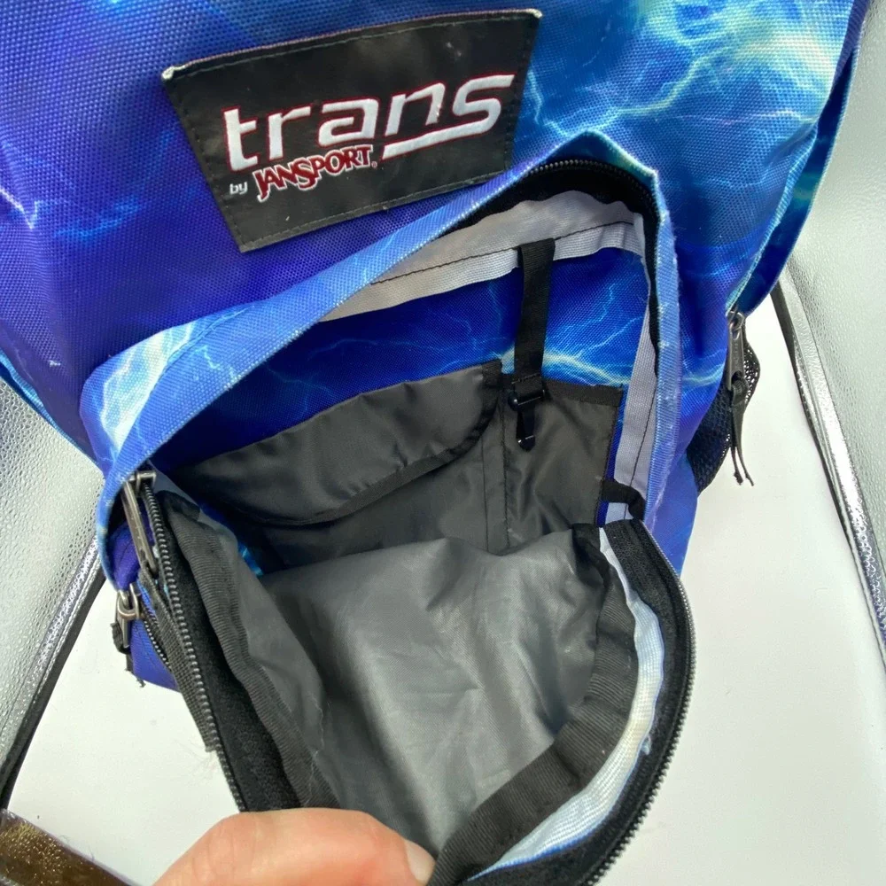 Trans by JanSport Backpack Blue Purple Lightning Bolt‎ JS00TM60 School Y2K Retro